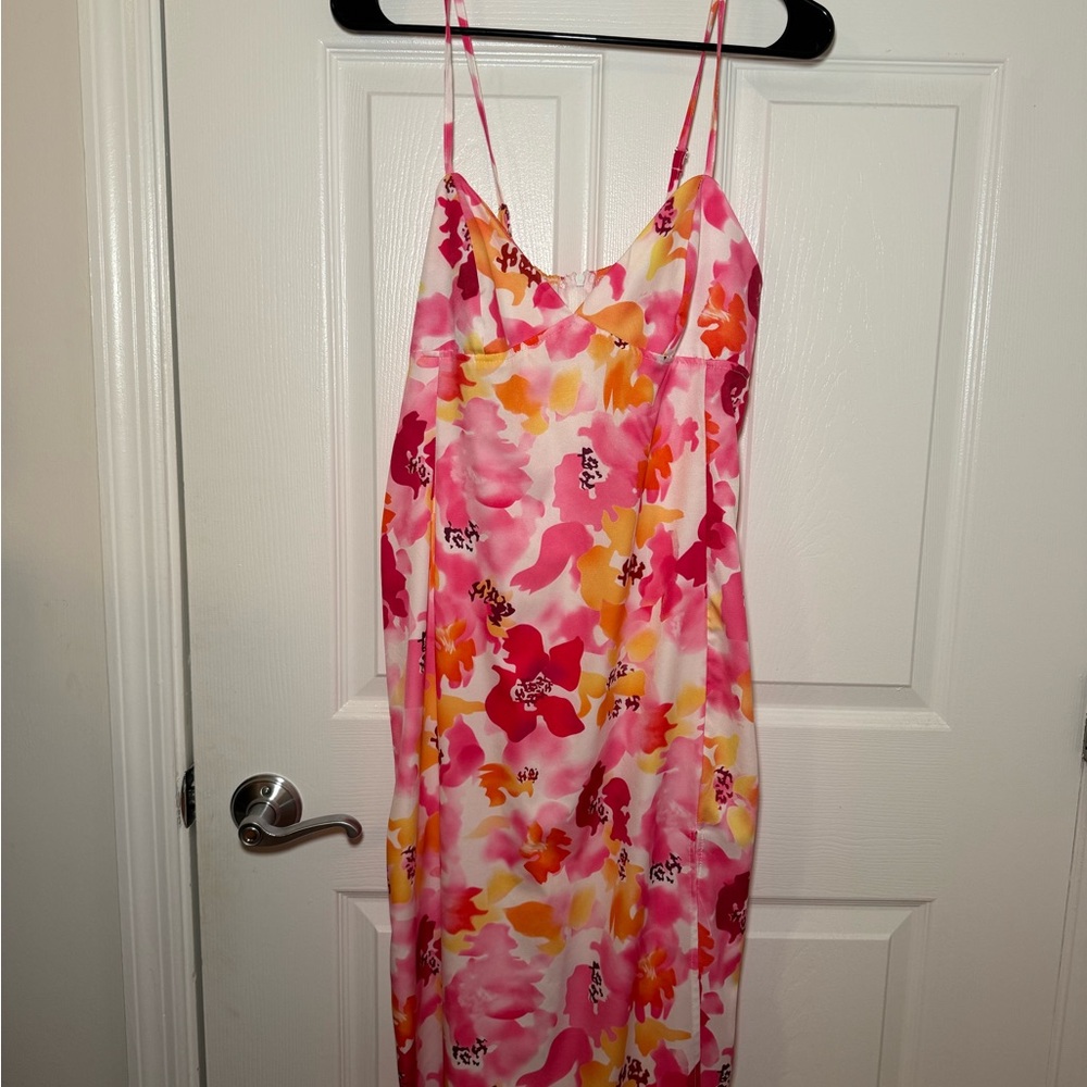 SHEIN Pink and Orange Floral Dress